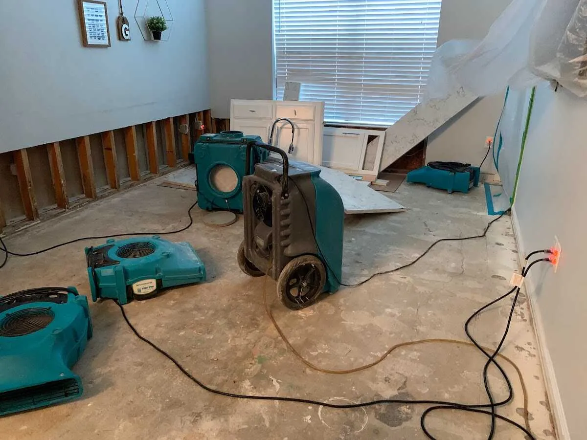 Dehumidifier in flood-cut room for Water Damage Restoration in Bellaire